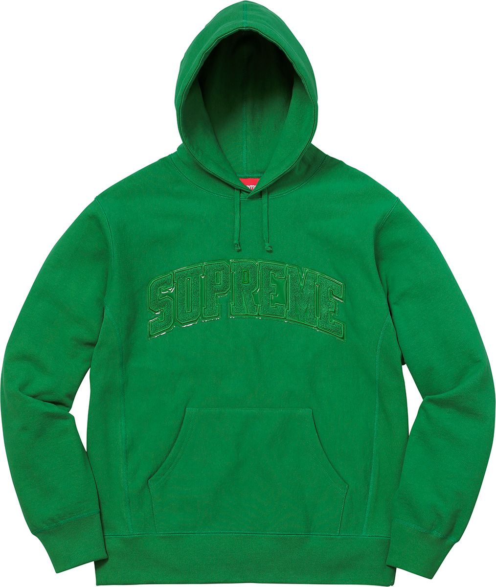 Patent/Chenille Arc Logo Hooded Sweatshirt – Supreme