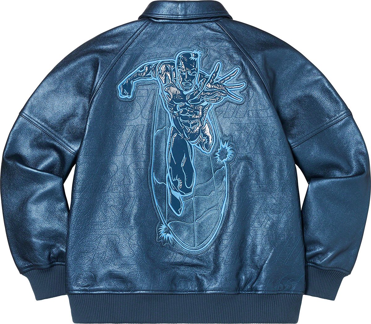 Silver Surfer Leather Varsity Jacket – Supreme