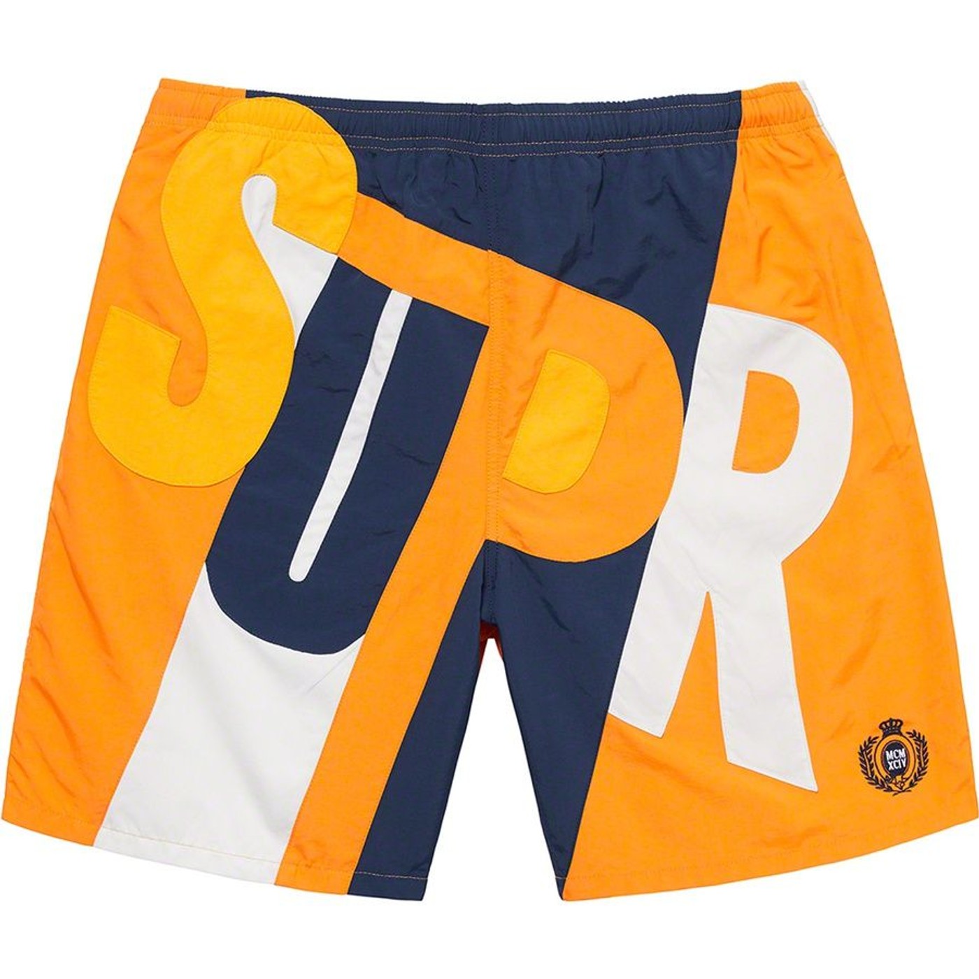 Supreme Logo Applique Water Short Size M Yellow AUTHENTIC swim shorts NEW  SS19