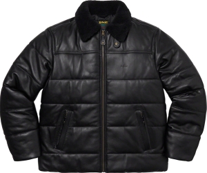 Supreme®/Schott® Shearling Collar Leather Puffy Jacket