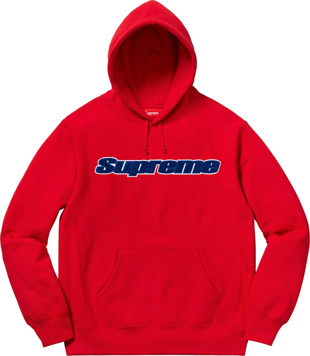 Supreme Chest Stripe Logo Hooded Sweatshirt Red
