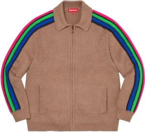 Sleeve Stripe Zip Up Sweater
