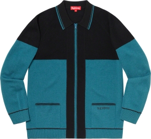 Color Blocked Zip Up Sweater