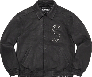 Pebbled Leather Varsity Jacket