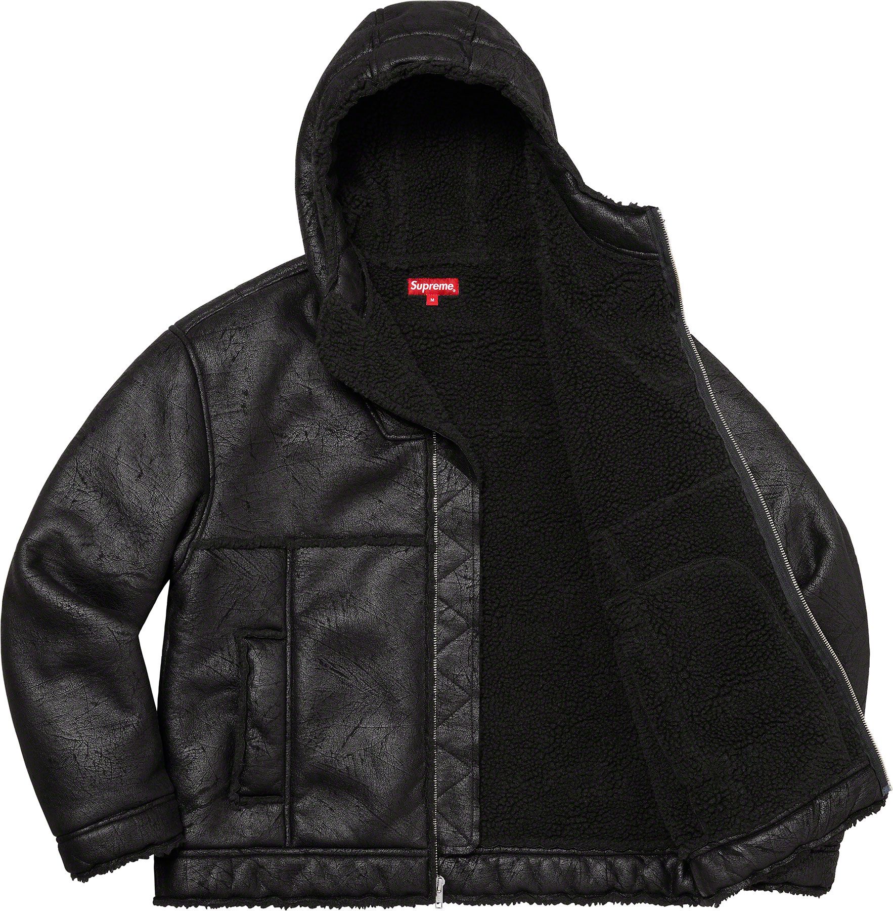 Supreme Faux Shearing hooded jacket L身幅60