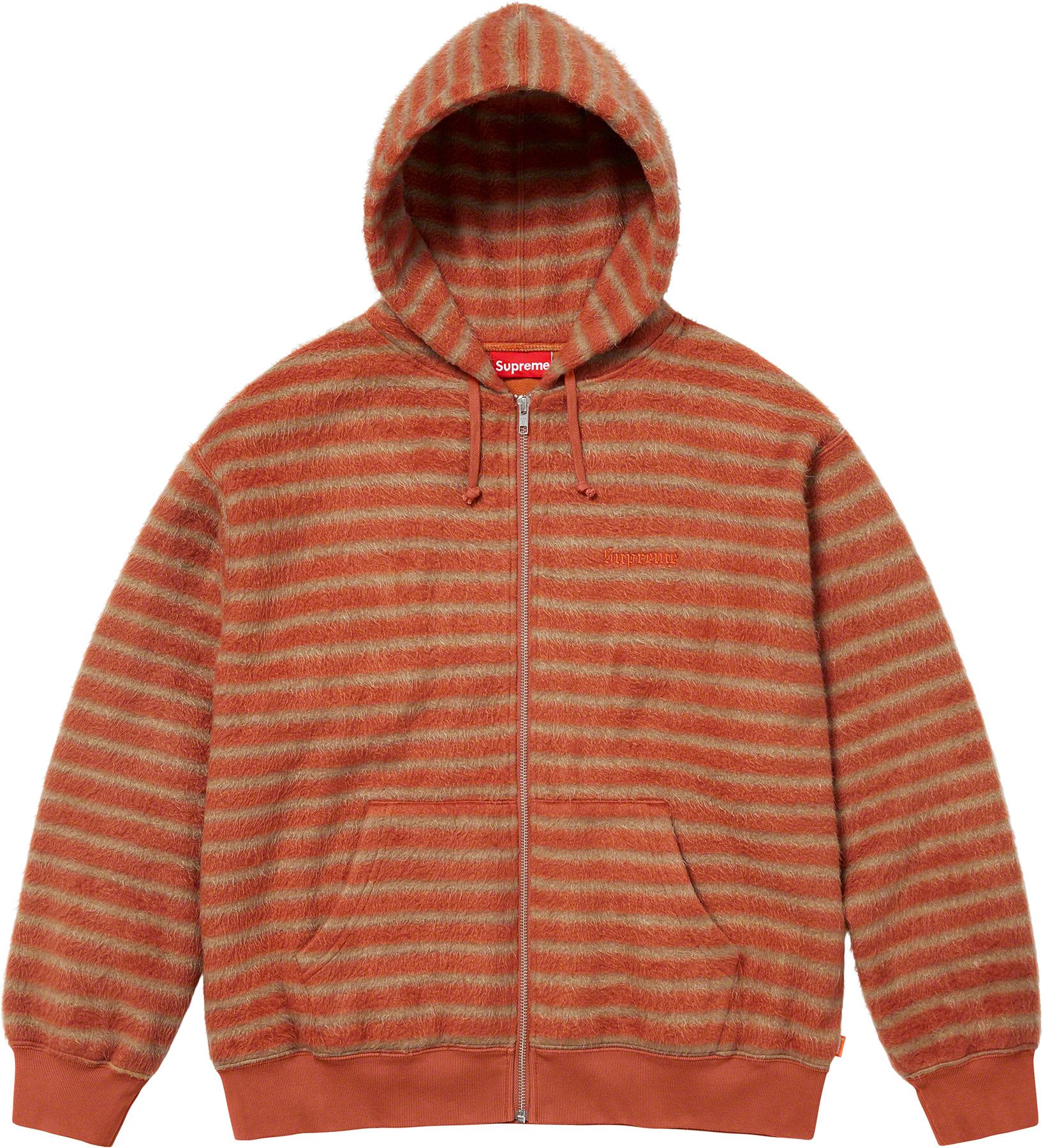 Supreme Sleeve Stripe Zip Up Sweater Orange