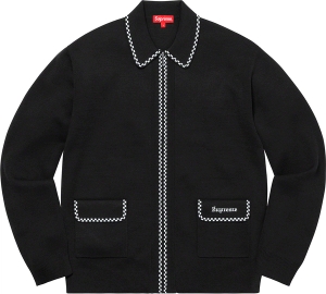Checkerboard Zip Up Sweater