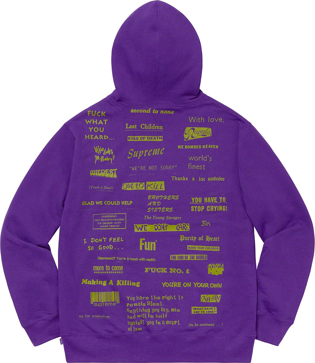 Stop Crying Hooded Sweatshirt - Fall/Winter 2019 Preview – Supreme