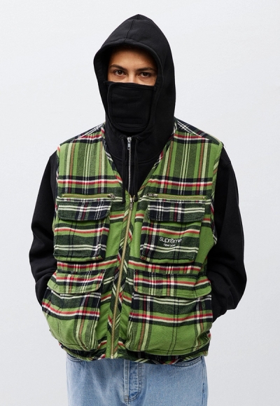 Tartan Flannel Cargo Vest, Small Box Facemask Zip Up Hooded Sweatshirt, Small Box Tee, Stone Washed Slim Jean image 32