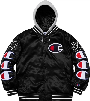Champion® Hooded Satin Varsity Jacket