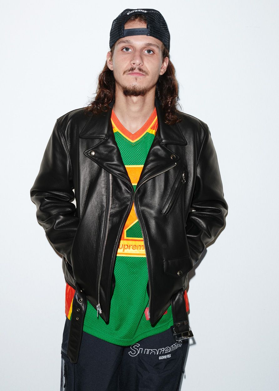 Supreme®/Schott® The Crow Perfecto Leather Jacket, Above All Football Jersey, GORE-TEX Tech Pant, Studded Velvet Mesh Back 5-Panel image 18/32