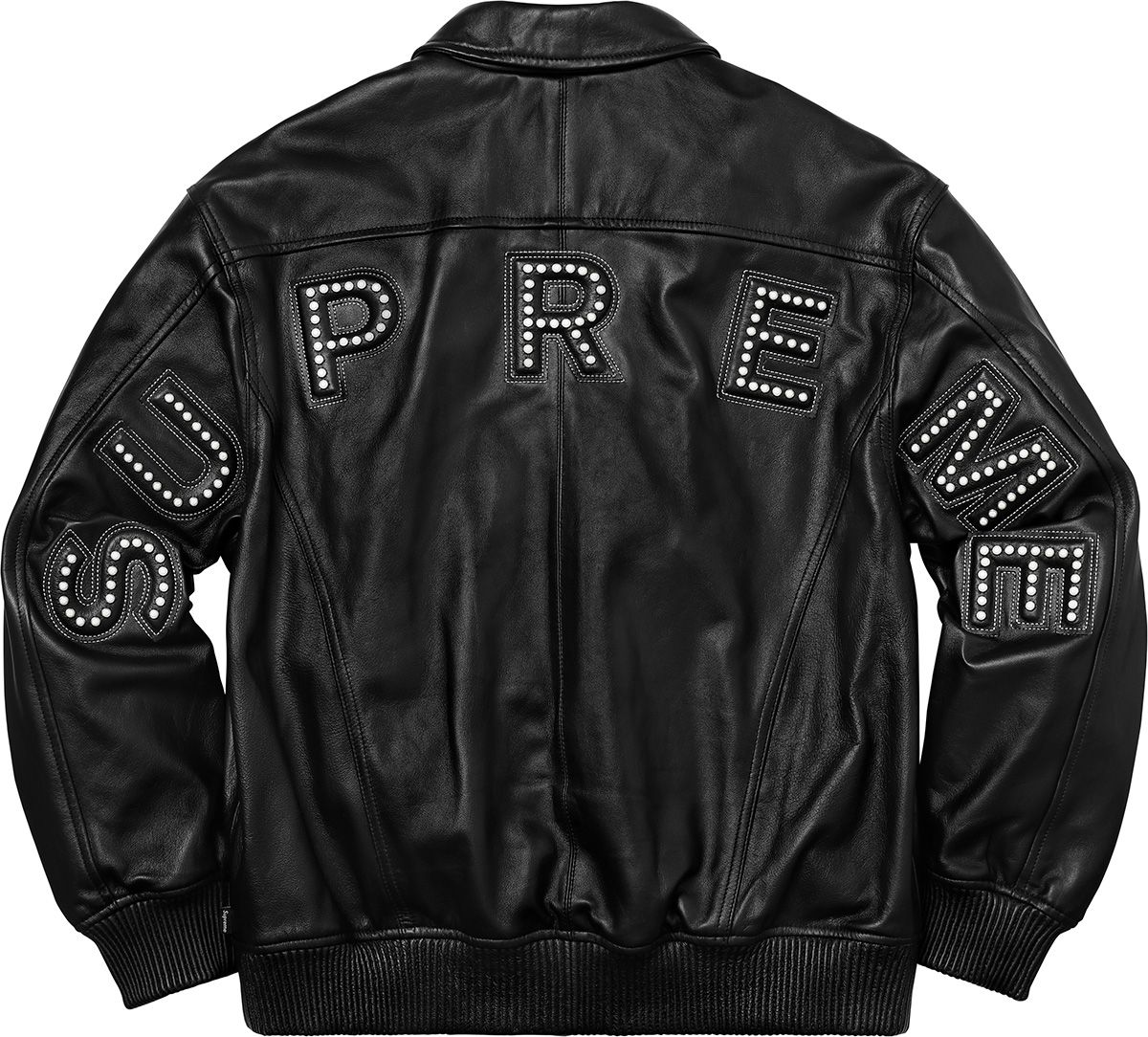 Studded Arc Logo Leather Jacket - Supreme