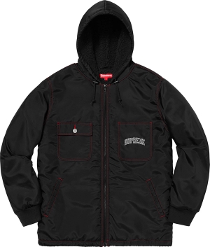 Sherpa Lined Nylon Zip Up Jacket