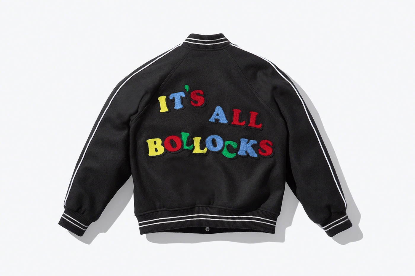 It’s All Bollocks Varsity Jacket. Original artwork by Jamie Reid. (13/26)