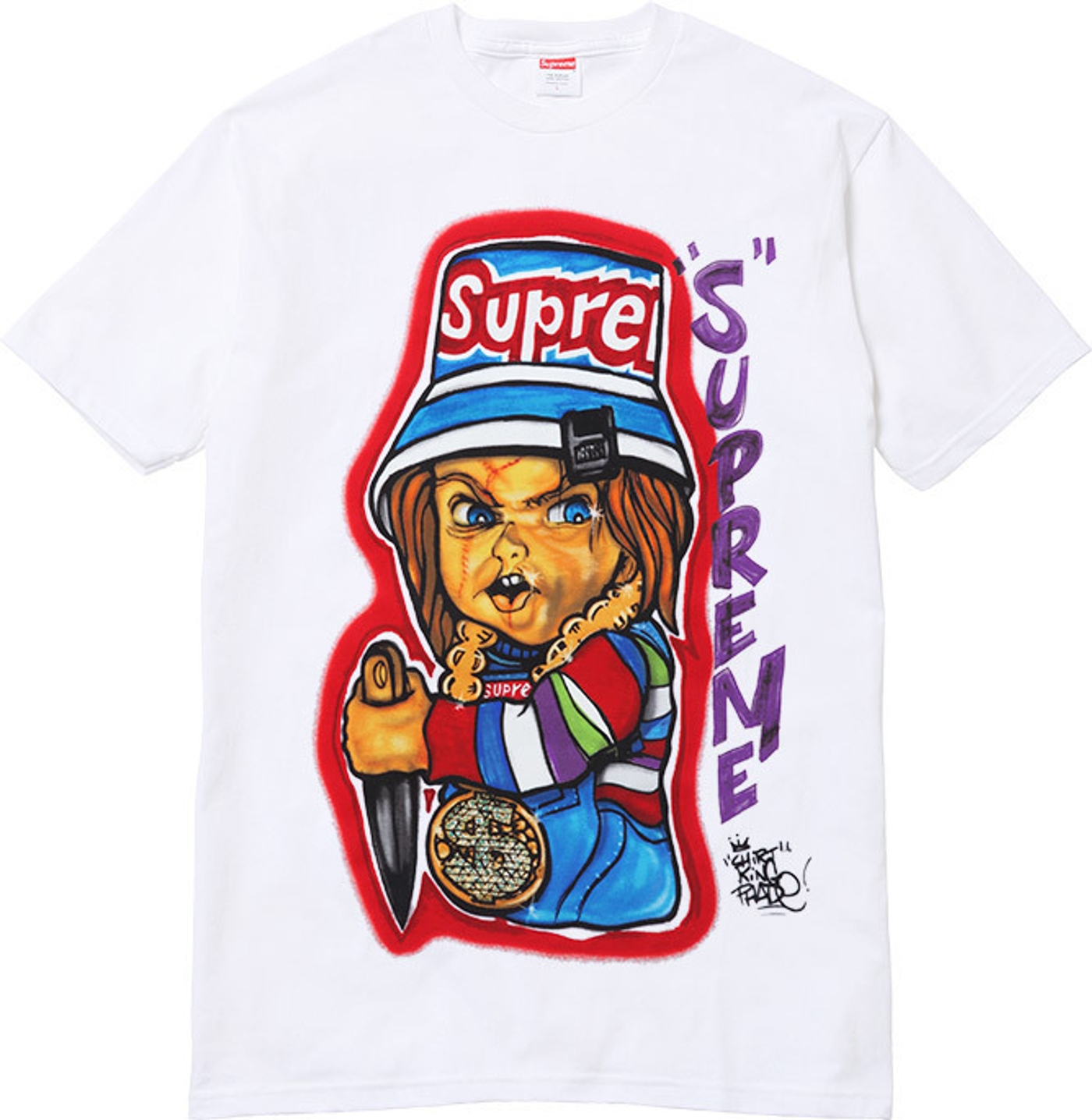 All cotton classic Supreme t-shirt. 
Original artwork by Shirt King Phade for Supreme. (24/26)