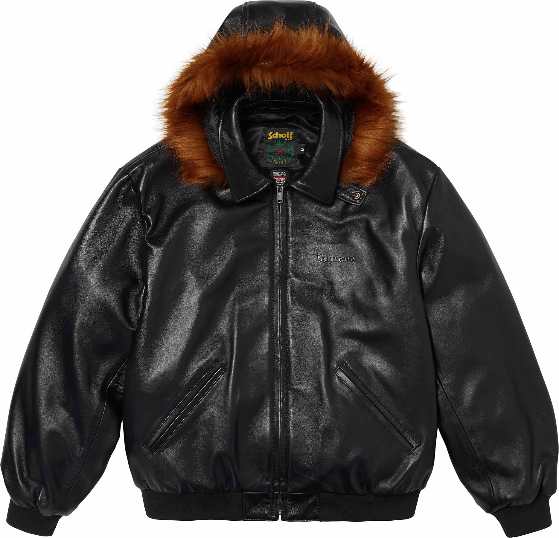 Supreme®/Schott® Hooded Leather Bomber Jacket - Spring/Summer 2024 