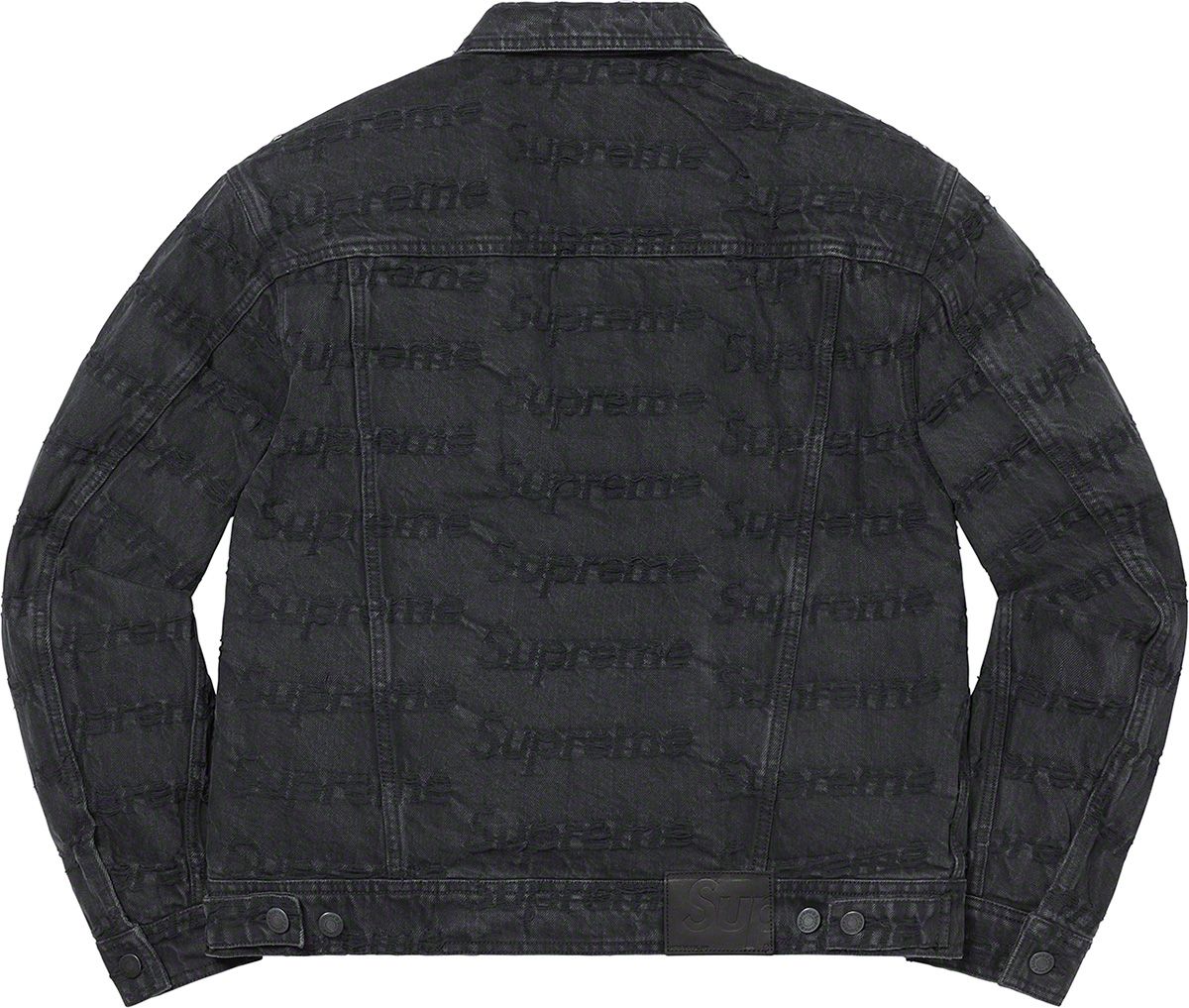 RARE Supreme Frayed Logos Denim Trucker Jacket Blue SS21