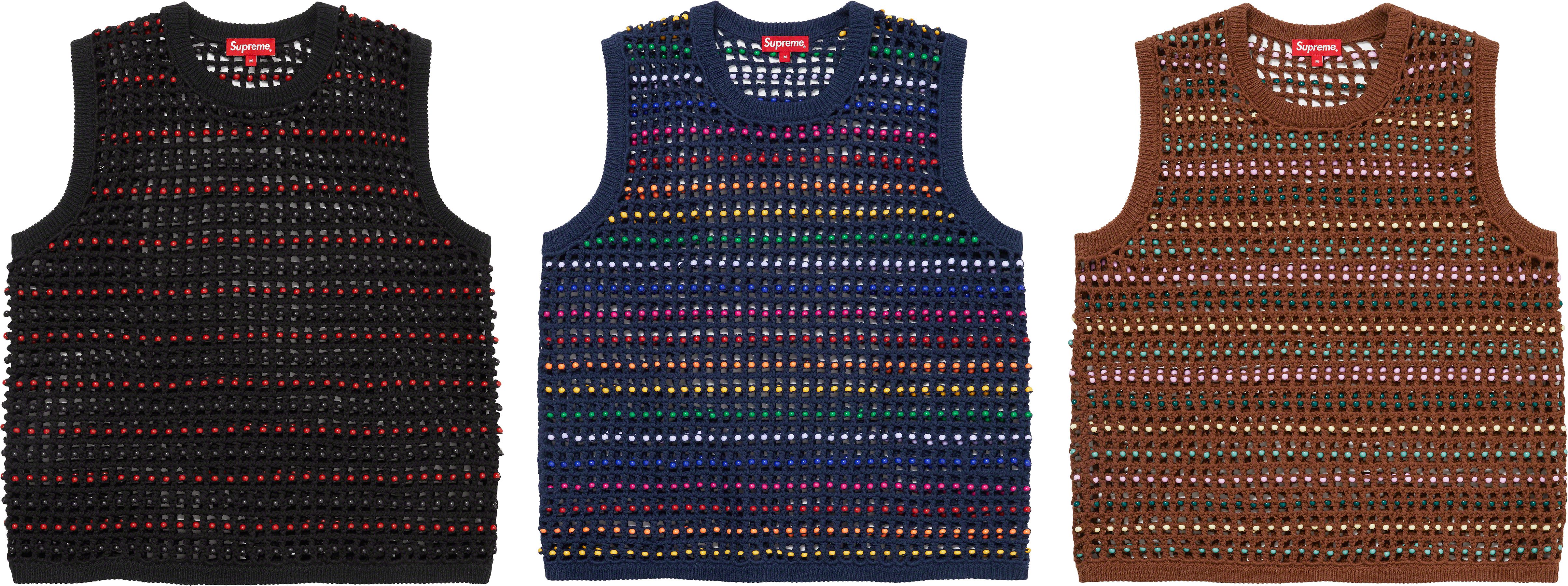 トップス Supreme Beaded Sweater Vest Supreme Beaded Sweater Vest Navy Men's - SS23 - US