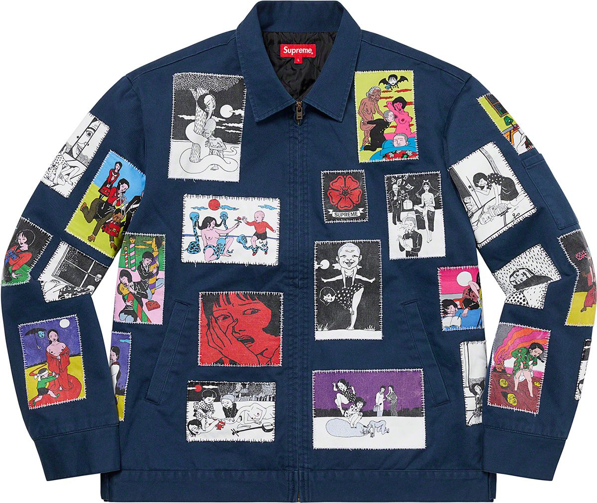 ミチSupreme Work Jacketネイビー  ワークジャケット L Supreme Suede Work Jacket XL