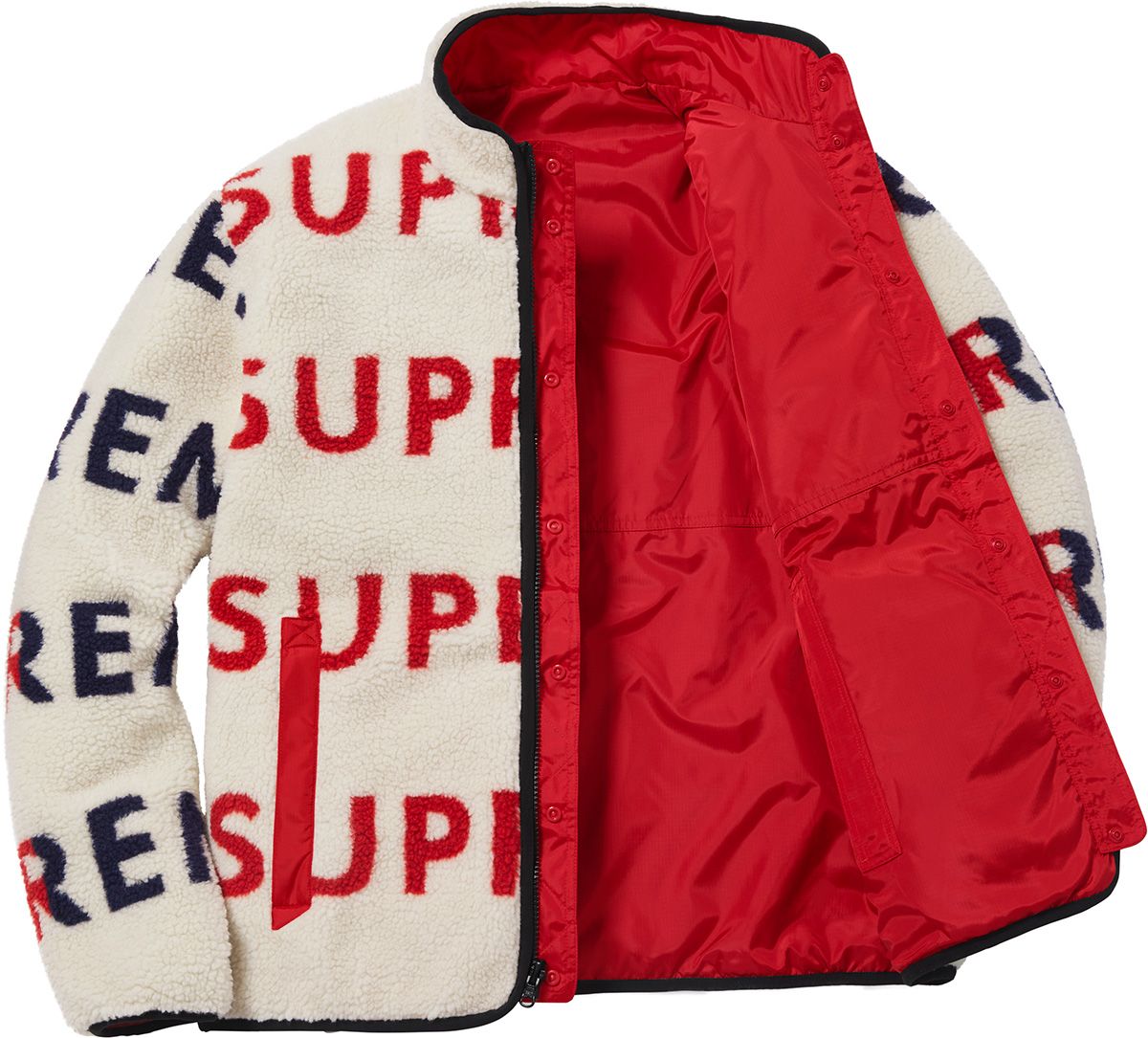 ジャケット・アウター 2018AW Supreme Reversible Fleece Jacket Supreme Reversible Logo Fleece Jacket Orange Men's - FW18 - US