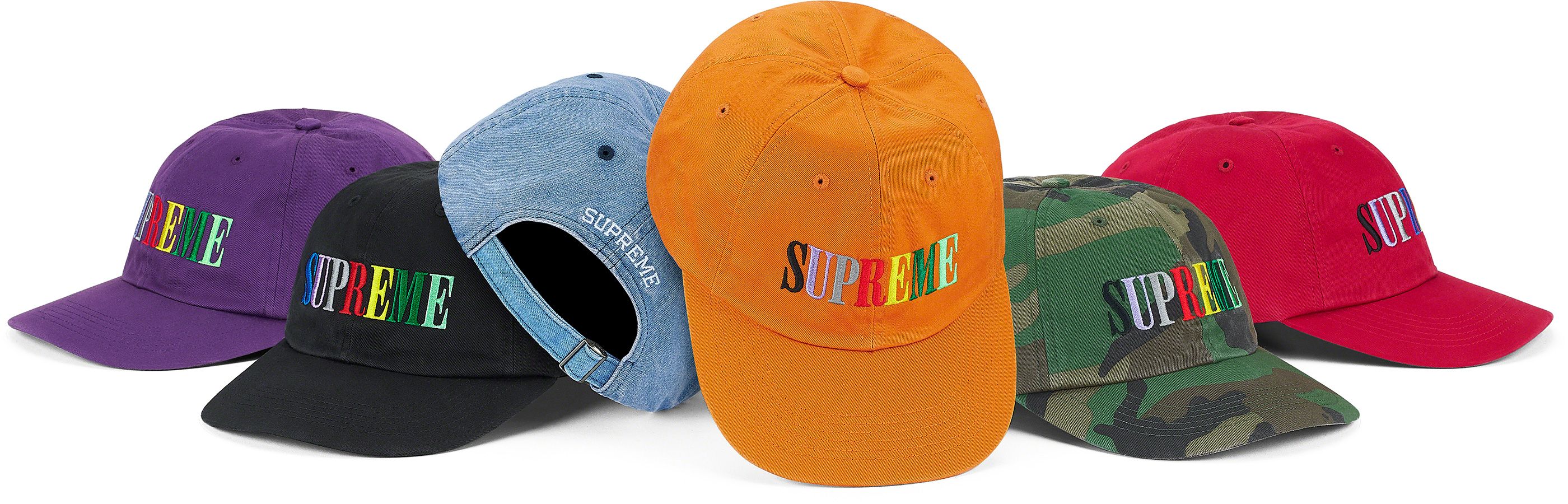 帽子 Supreme Multi Color Logo 6-Panel Supreme Multi Color Logo 6-Panel Black - FW20 - US