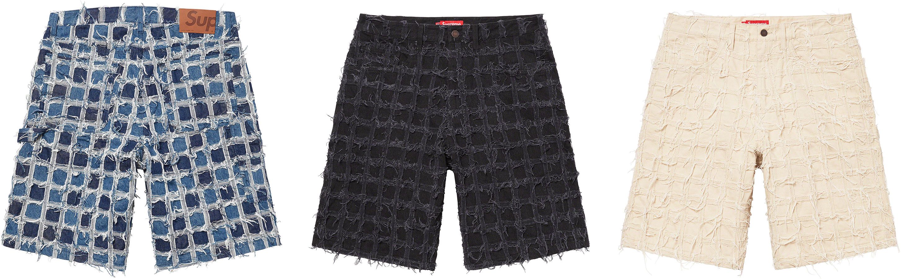 Supreme Frayed Patchwork Baggy Denim Short Washed Black