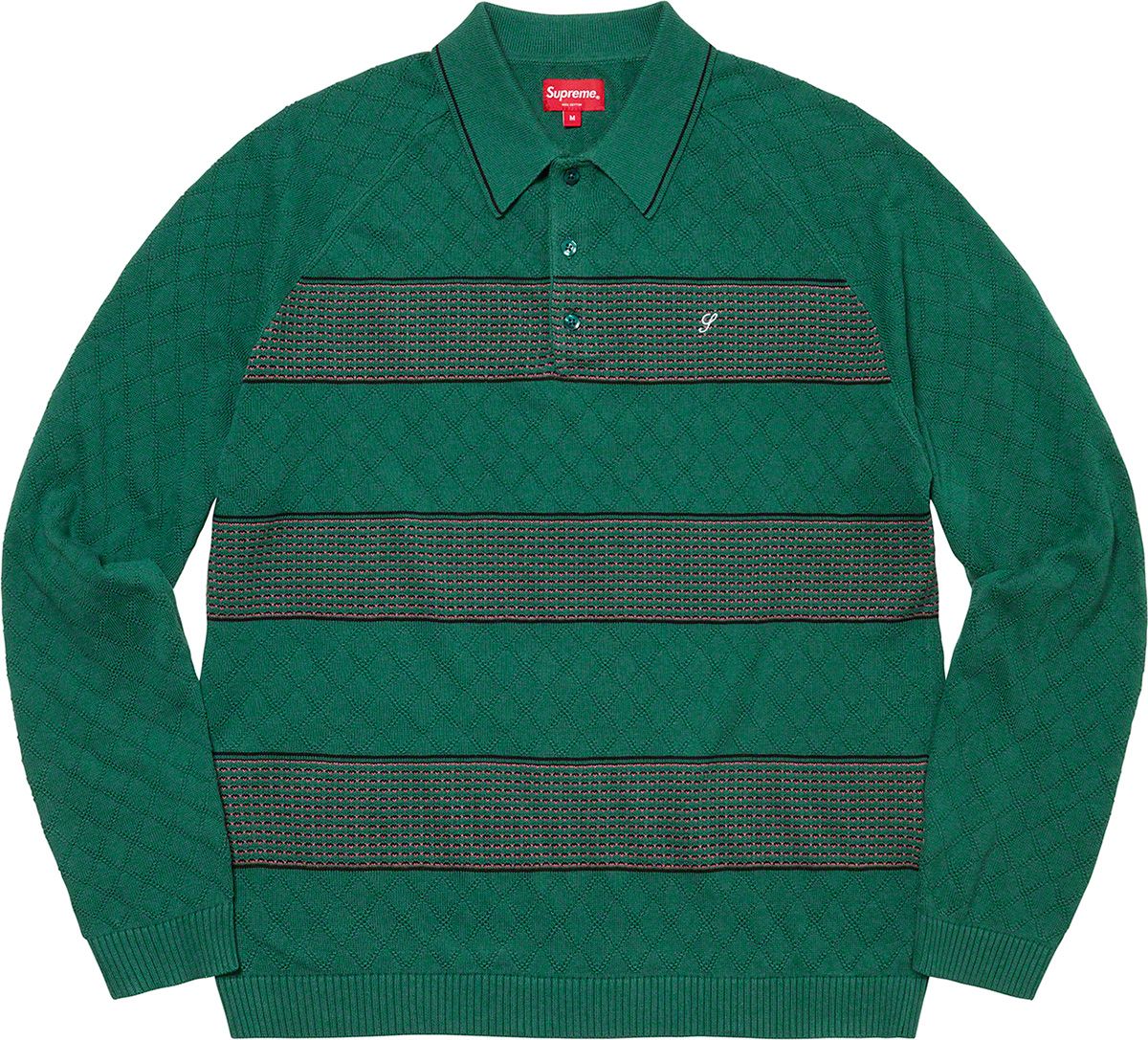 Supreme Stripe Zip L S Polo (FW24) - $128