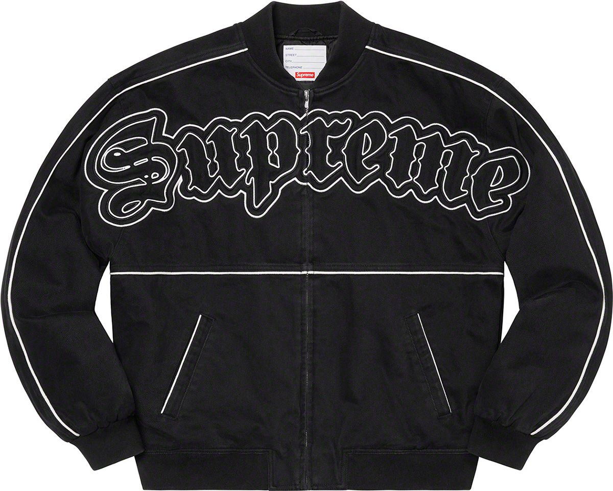 ジャケット・アウター Supreme Twill Varsity Jacket Black Twill Old English Varsity Jacket – Supreme