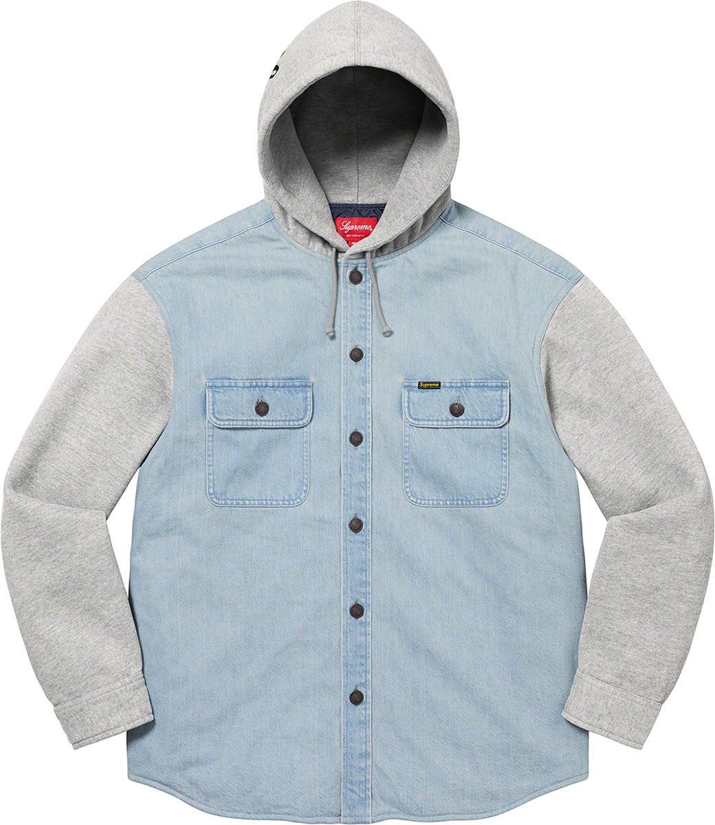 トップス Supreme Fleece Hooded Denim Shirt Fleece Hooded Denim Shirt – Supreme