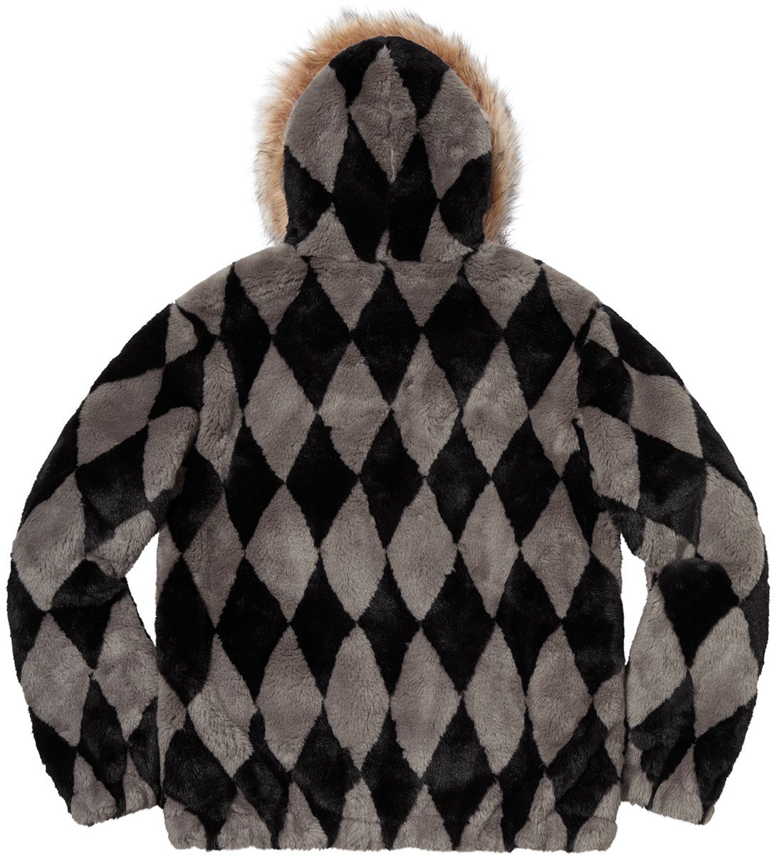 SUPREME  ダイヤモンド　Fur Jacket M グレー Diamond Faux Fur Jacket – Supreme