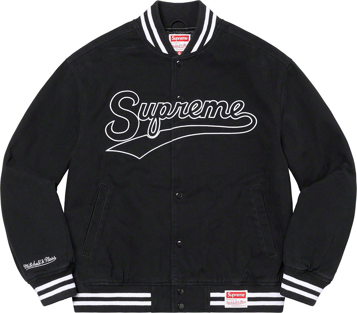 Supreme - ★定価以下★ Supreme Mitchell &amp; Ness Doughboy Supreme X Mitchell & Ness Doughboy Twill Black Varsity Jacket