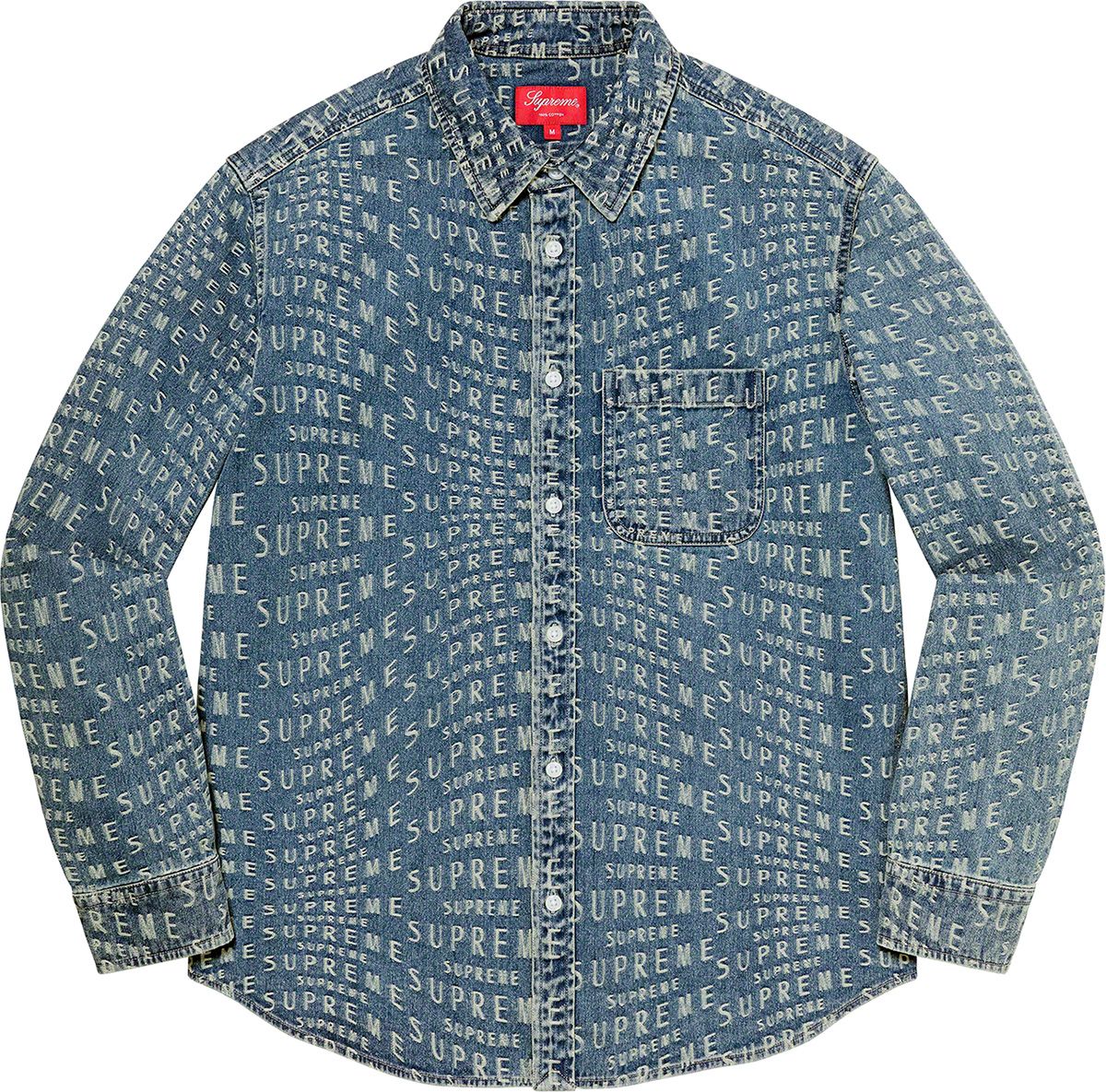 トップス SUPREME WARP JACQUARD LOGOS DENIM SHIRT Warp Jacquard Logos Denim Shirt – Supreme