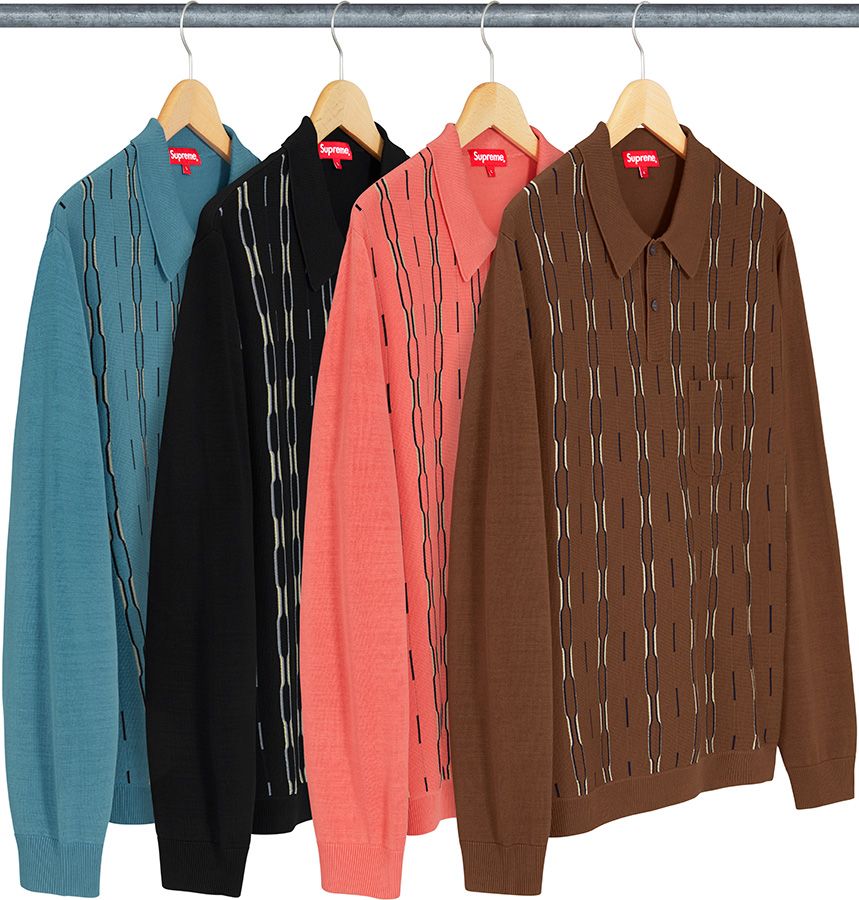 トップス supreme Vertical Stripe Knit L/S Polo Supreme Vertical Stripe Knit L/S Polo Black Men's - FW18 - US