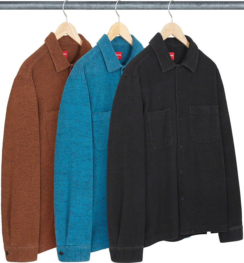 トップス Supreme Fleece Hooded Denim Shirt Blue M Supreme Fleece Hooded Denim Shirt (FW22) - $148