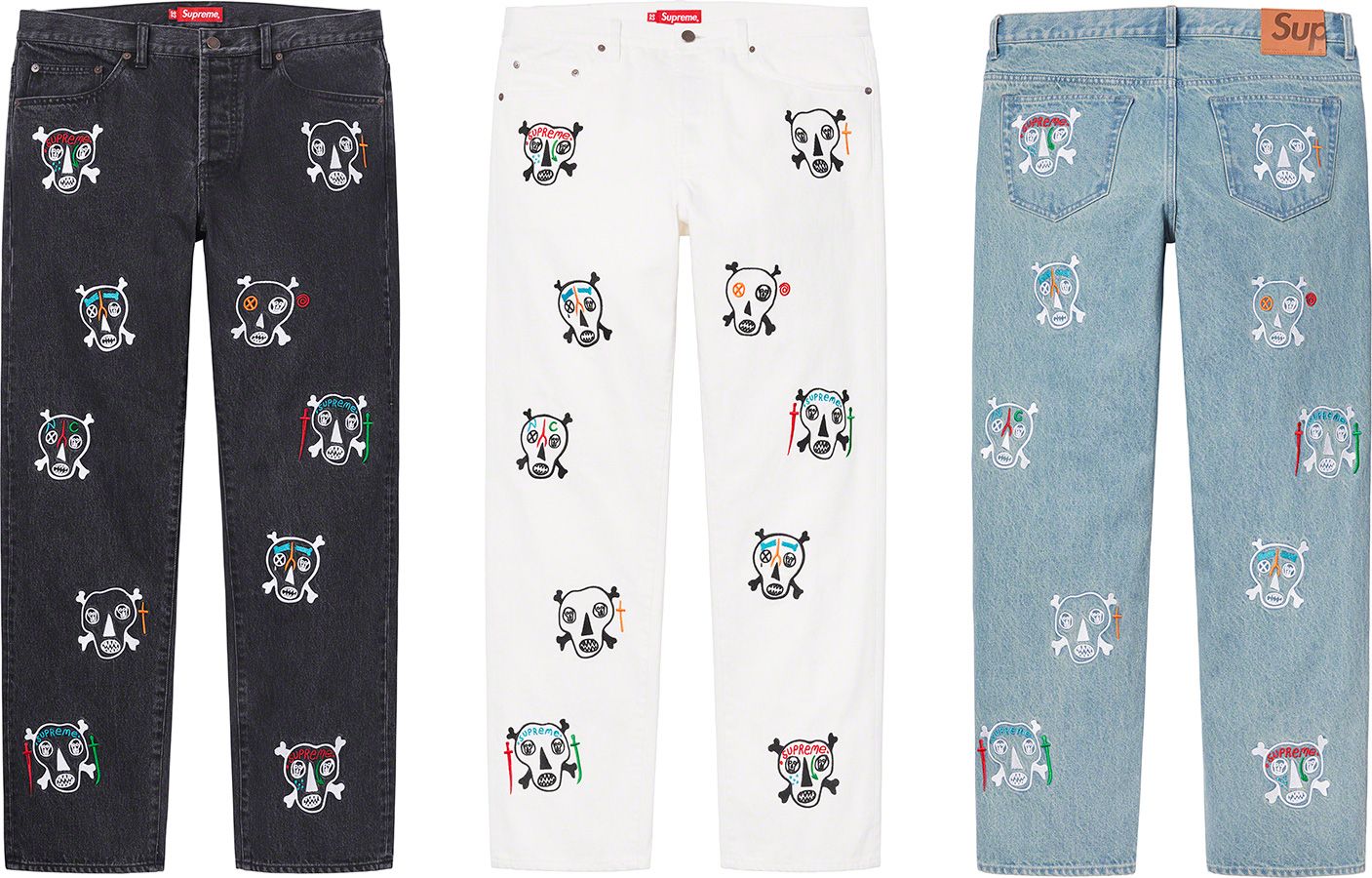 トップス Supreme Clayton Patterson skulls shirt l Supreme Clayton Patterson skulls embroidered work shirt Size