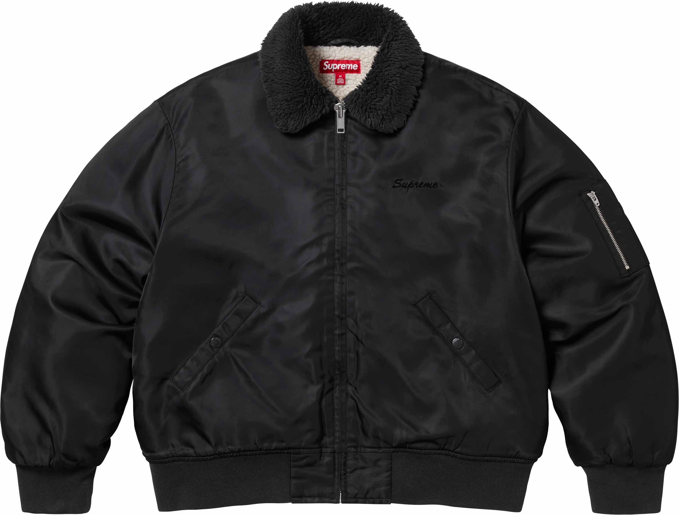 ジャケット・アウター Supreme Independent Fur Collar Bomber Bomber Black/Brown Supreme Independent Jacket with Fur Collar