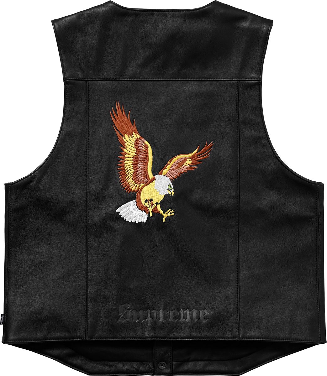 Supreme Eagle Leather Vest Black Men's - SS18 - US