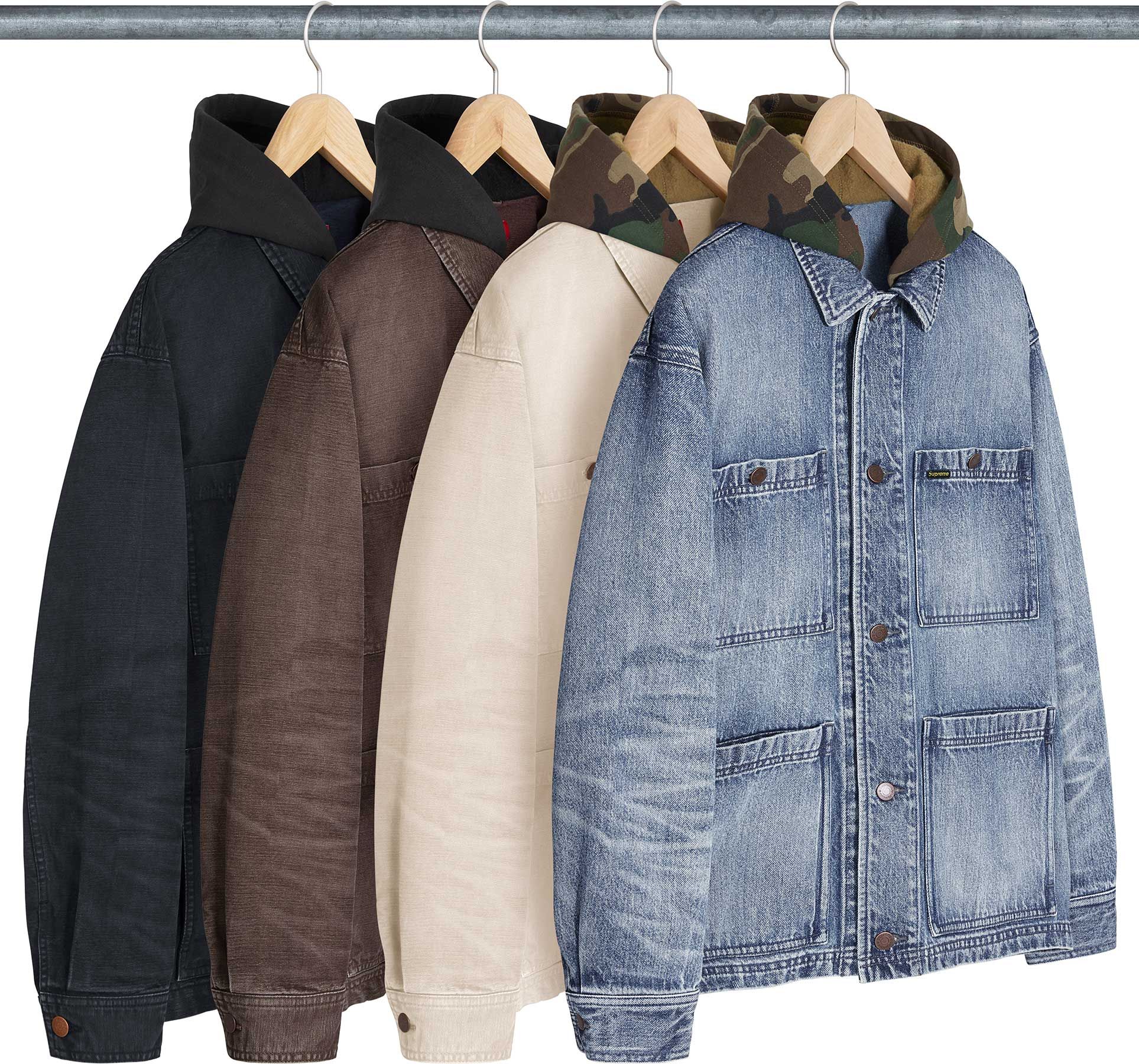 Supreme Worn Hooded Chore Coat Denim Men's - SS25 - US