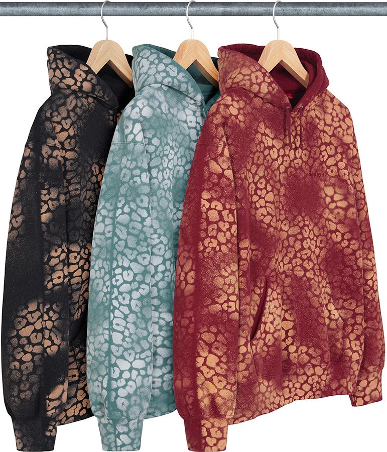 トップス Supreme Bleached Leopard Hooded Sweat S Supreme Bleached Leopard Hooded Sweatshirt Dusty Teal Men's - FW21
