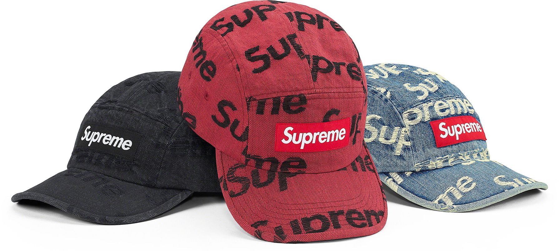 【新品】 Supreme Frayed Croc Denim Camp Cap Supreme Frayed Croc Denim Camp Cap Black - SS25 - US