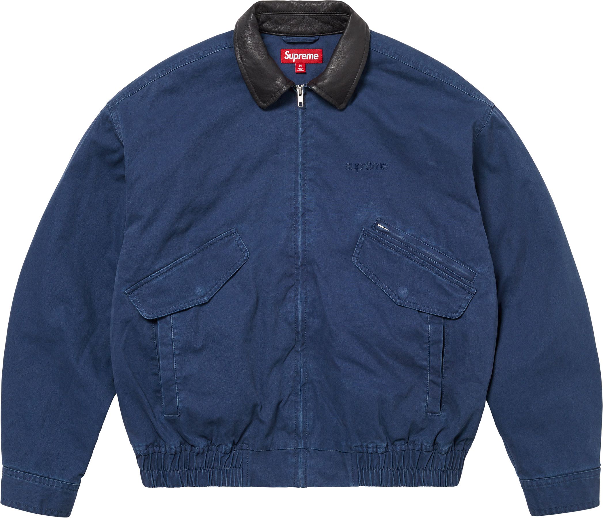 新作 Supreme Leather Collar Utility Jacket Supreme Leather Collar Utility Jacket (SS25) Olive Men's - SS25 - US