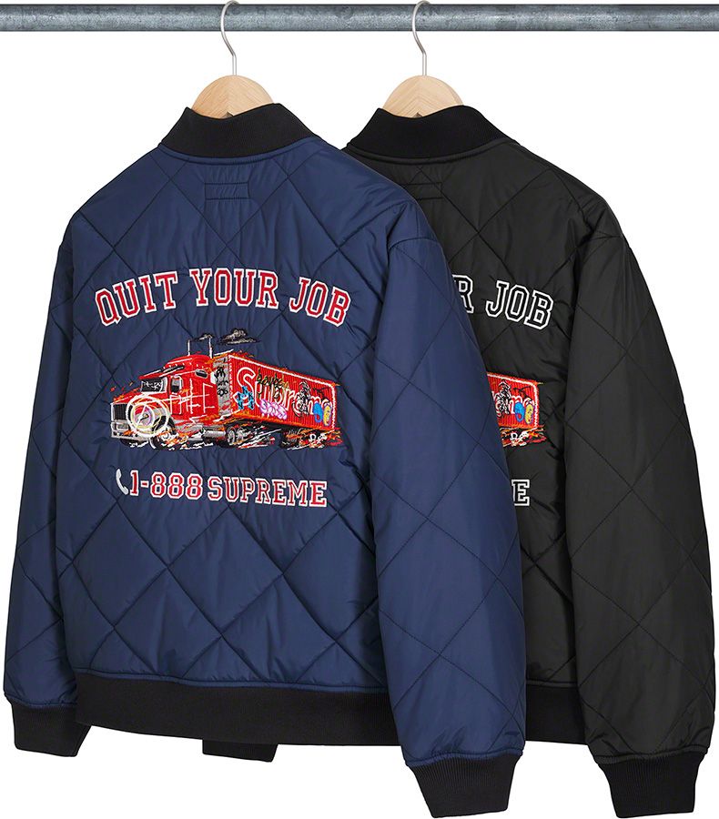 ジャケット・アウター Supreme quit your job jacket Supreme Quit Your Job Quilted Work Jacket Black Men's - FW21 - US