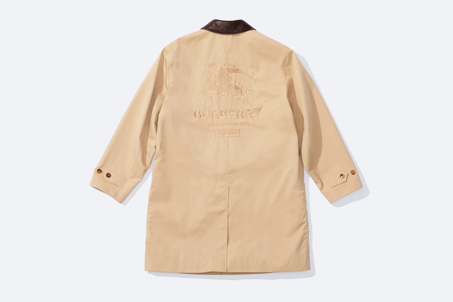 M*読様 Supreme / Burberry Leather Collar T Supreme Burberry Leather Collar Trench Black | Hype Clothinga