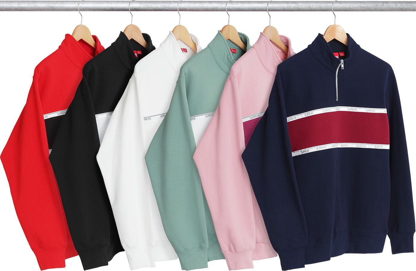 スウェット Supreme Logo Taped Stripe Half Zip Sweat Spring/Summer 2017 Preview – Supreme