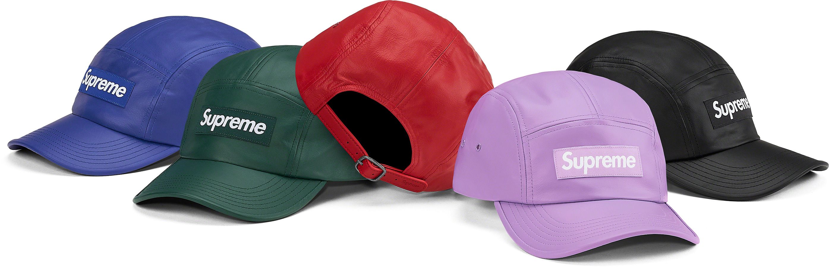 【希少】Supreme Neoprene Leather Camp Cap Supreme Leather Camp Cap Black - US