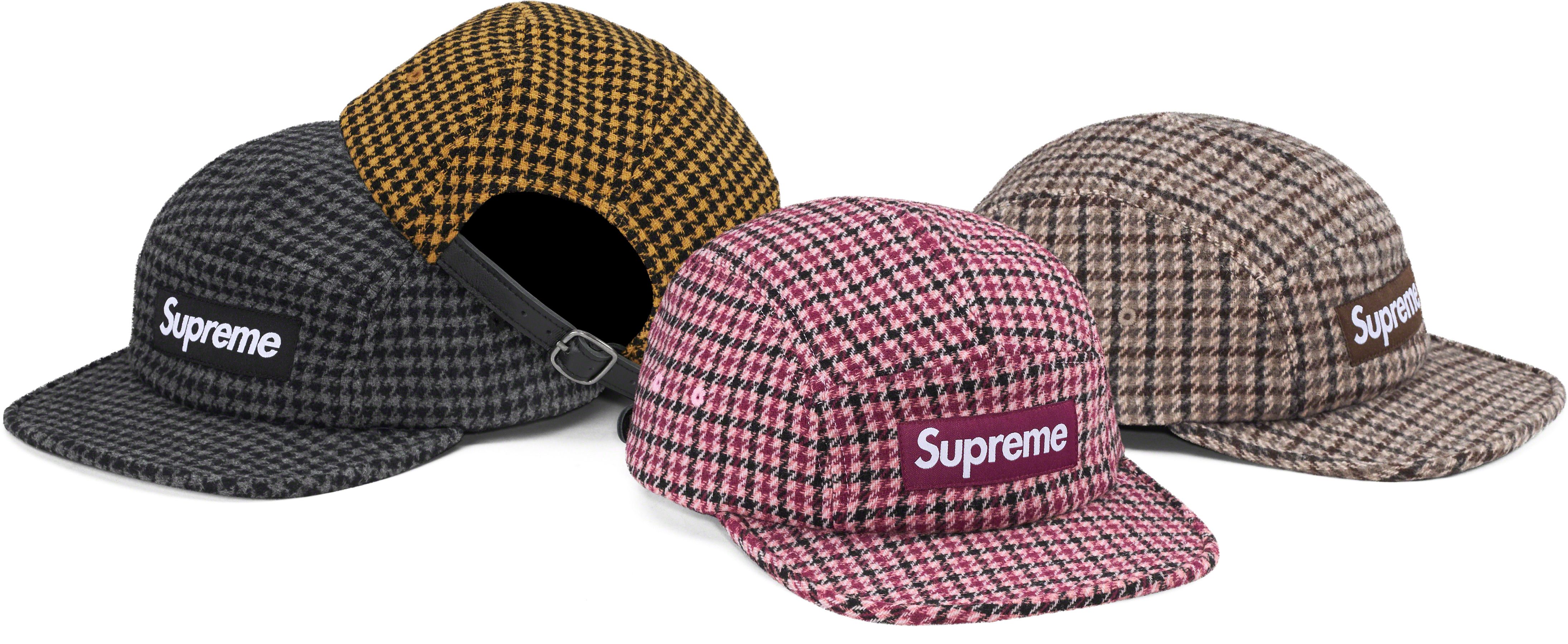 帽子 Supreme Houndstooth Wool Camp Cap 23fw Supreme Houndstooth Wool Camp Cap Black - FW23 - US
