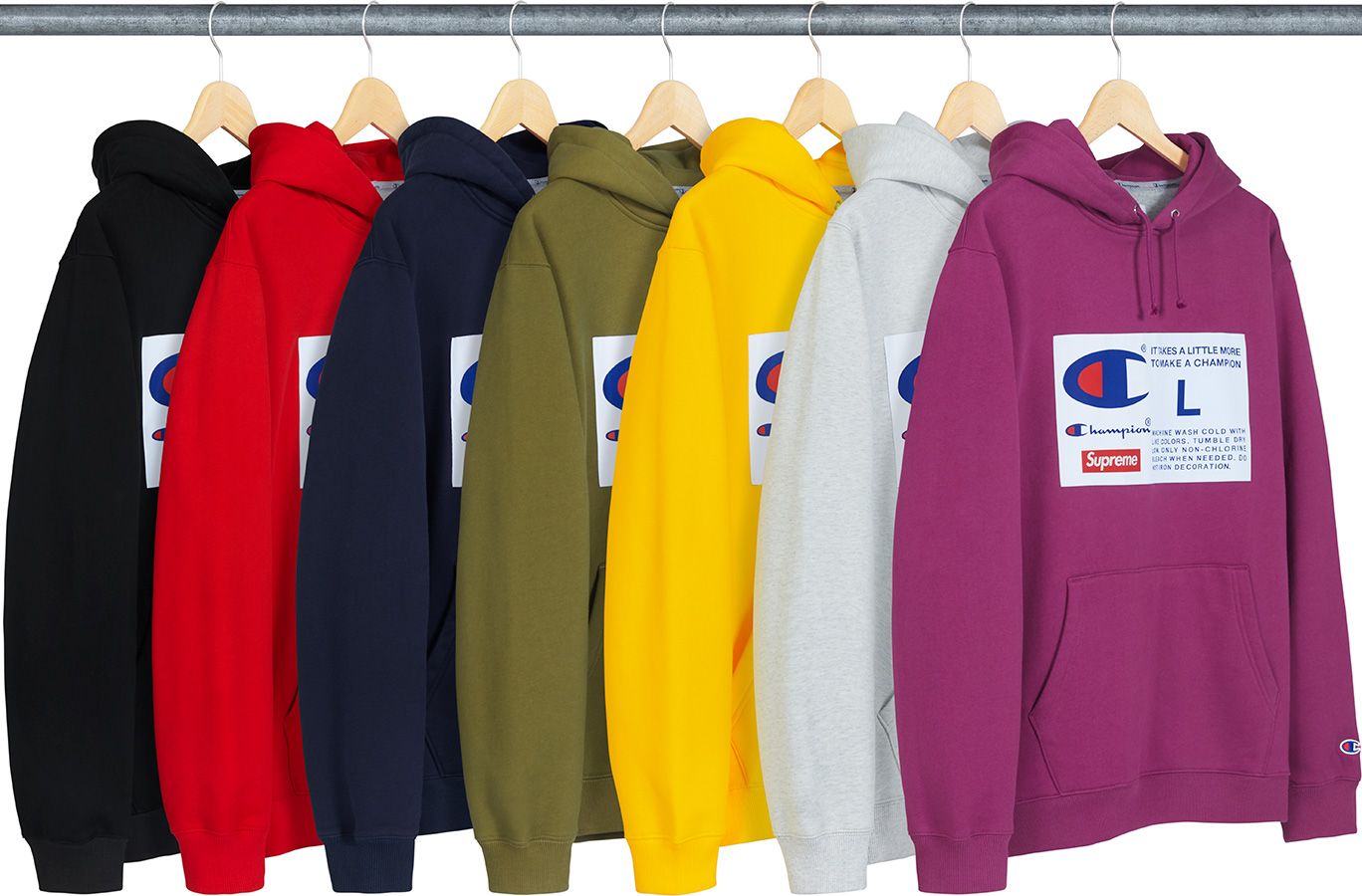 Supreme × Champion Label Hooded Sweatshi New - Supreme x Champion Label Hooded Hoodie Sweatshirt Mens Ash
