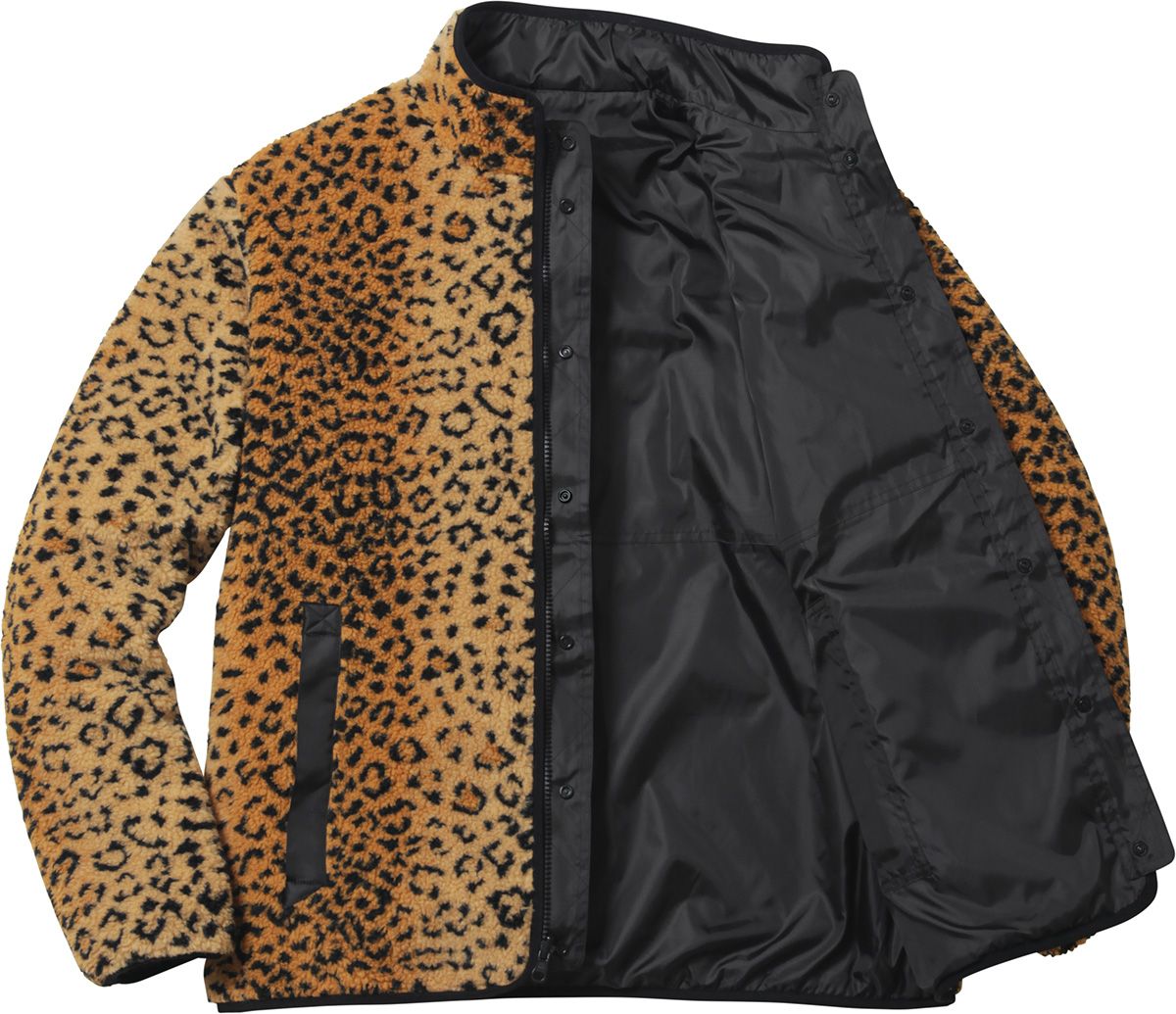 ふ*ん様 Supreme 2017fw leopard fleece Supreme Leopard Fleece Reversible Jacket Black Men's - FW17 - US