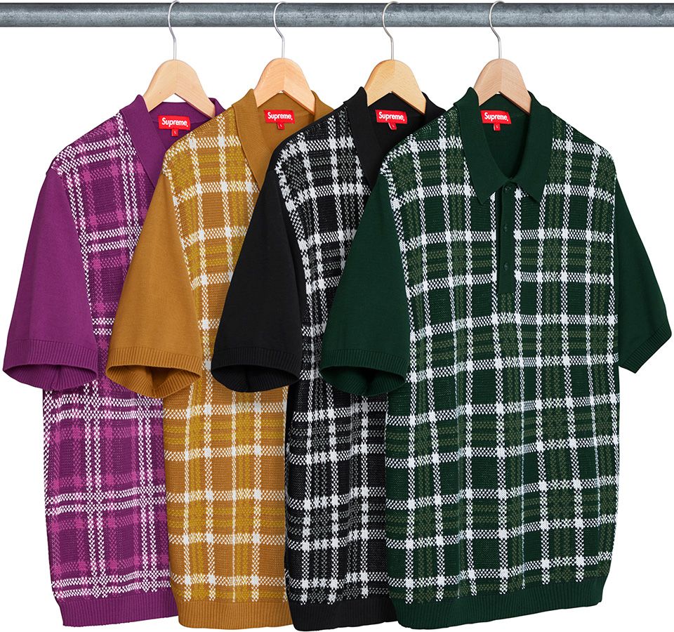 トップス Supreme Plaid knit ss Polo M Supreme Plaid Knit S/S Polo Black Men's - SS24 - US