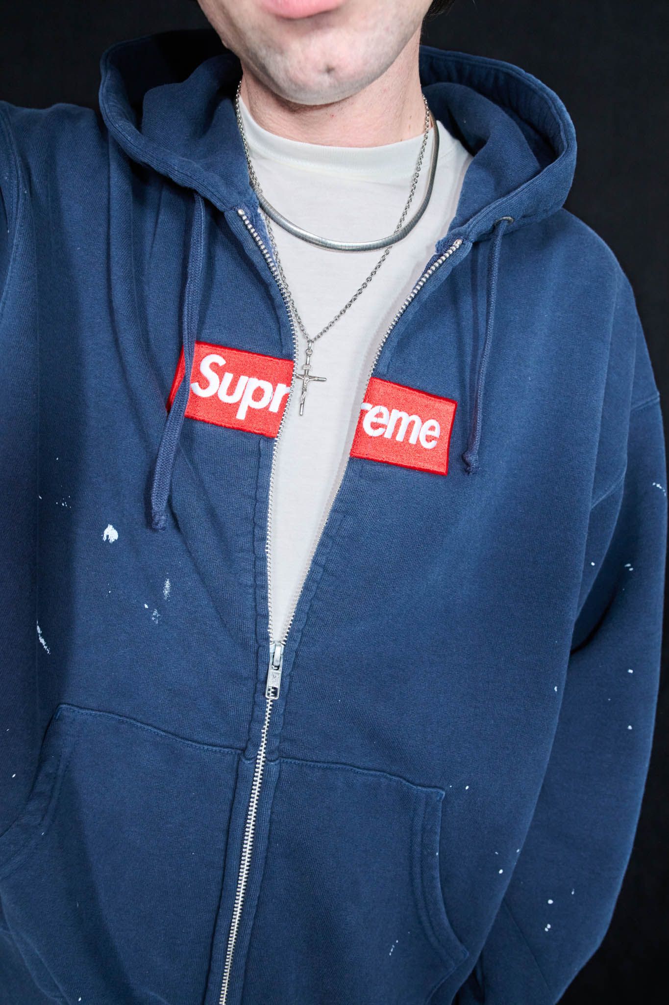 Supreme MM6 Box Logo サイズS ネイビー Supreme MM6 Maison Margiela Box Logo Zip Up Hooded Sweatshirt Navy
